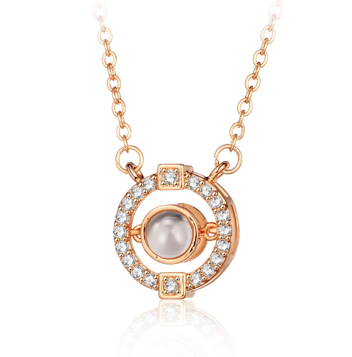 
Love Memory Projection Necklace in 100 Languages I Love You Round Necklace Jewelry 03NC110 