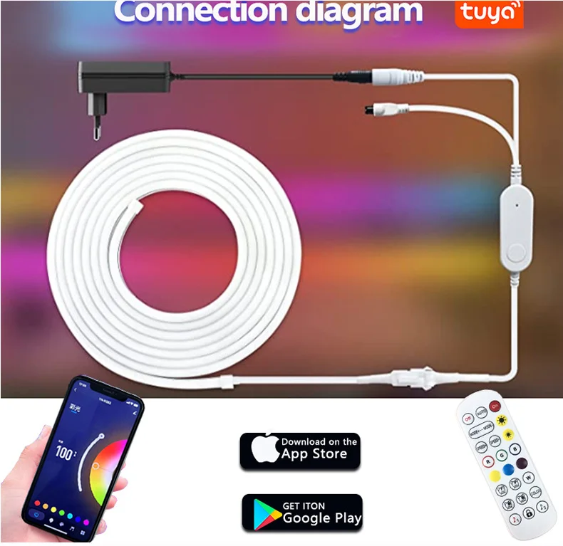 Tuya WiFi BT RGB светодиодная Неоновая Гибкая силиконовая окружающая световая лента смарт-DIY Цифровая беговая Набор/комплект