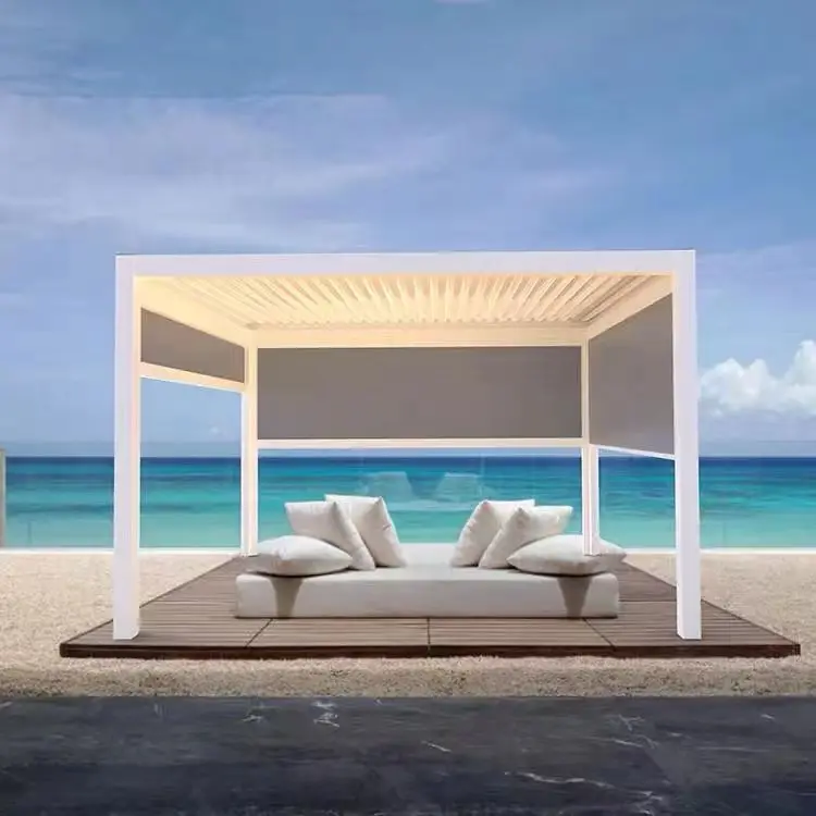 CLEARVIEW Electric Opening Louver Roof Pergolas Garden Aluminum Pergola Kits With Led Pergola Waterproof