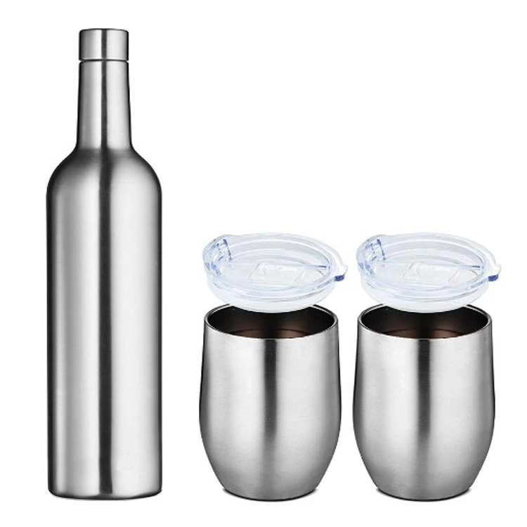 2022 gifts set customization insulated stainless steel wine bottles flask double wall wine vacuum flask