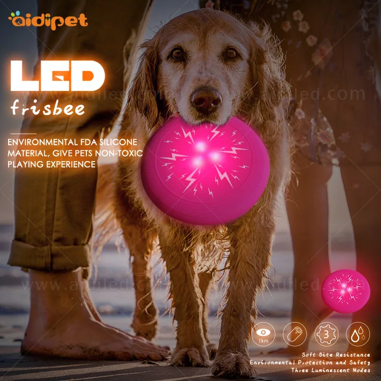 
Luminous Light up Led Flying Disc for Pet Dog Play Eco-friendly Silicone Flashing Dog Pet Disc Flying 