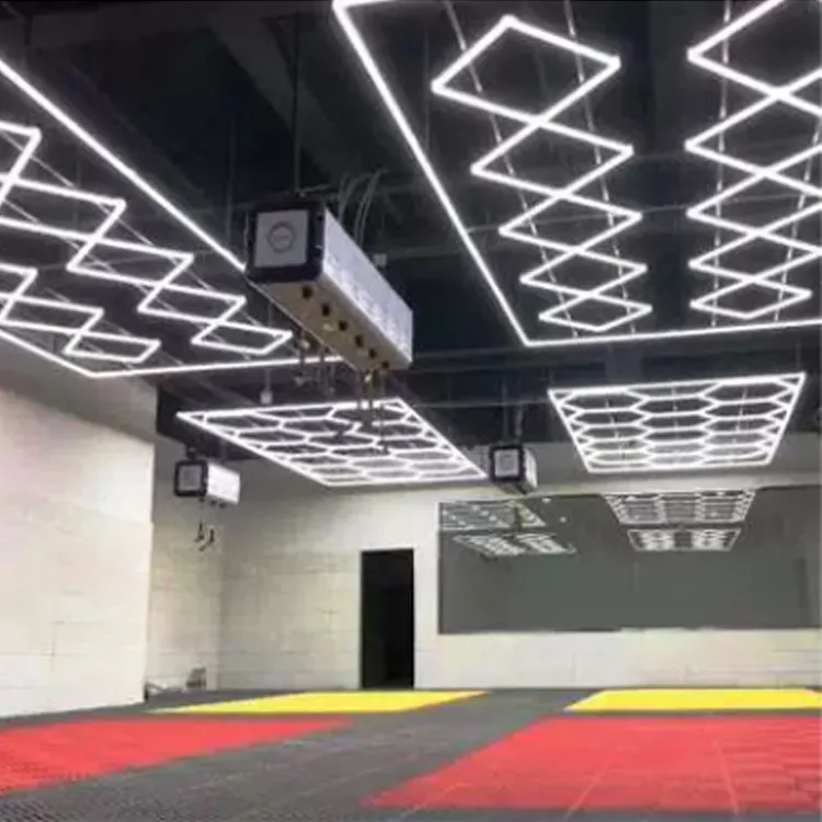 Hexagonal honeycomb automotive led working lights 220v linkable car showroom beauty station care workshop lamp detailing lights