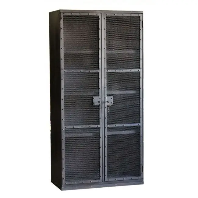 Industrial & vintage Iron metal 2 door storage Living room Storage 2 door cabinet with shelves