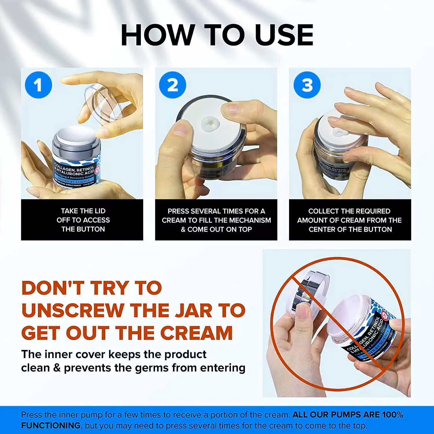 2 in 1 Natural Organic Face collagen Cream Moisturizing Retinol Anti Wrinkle Cream