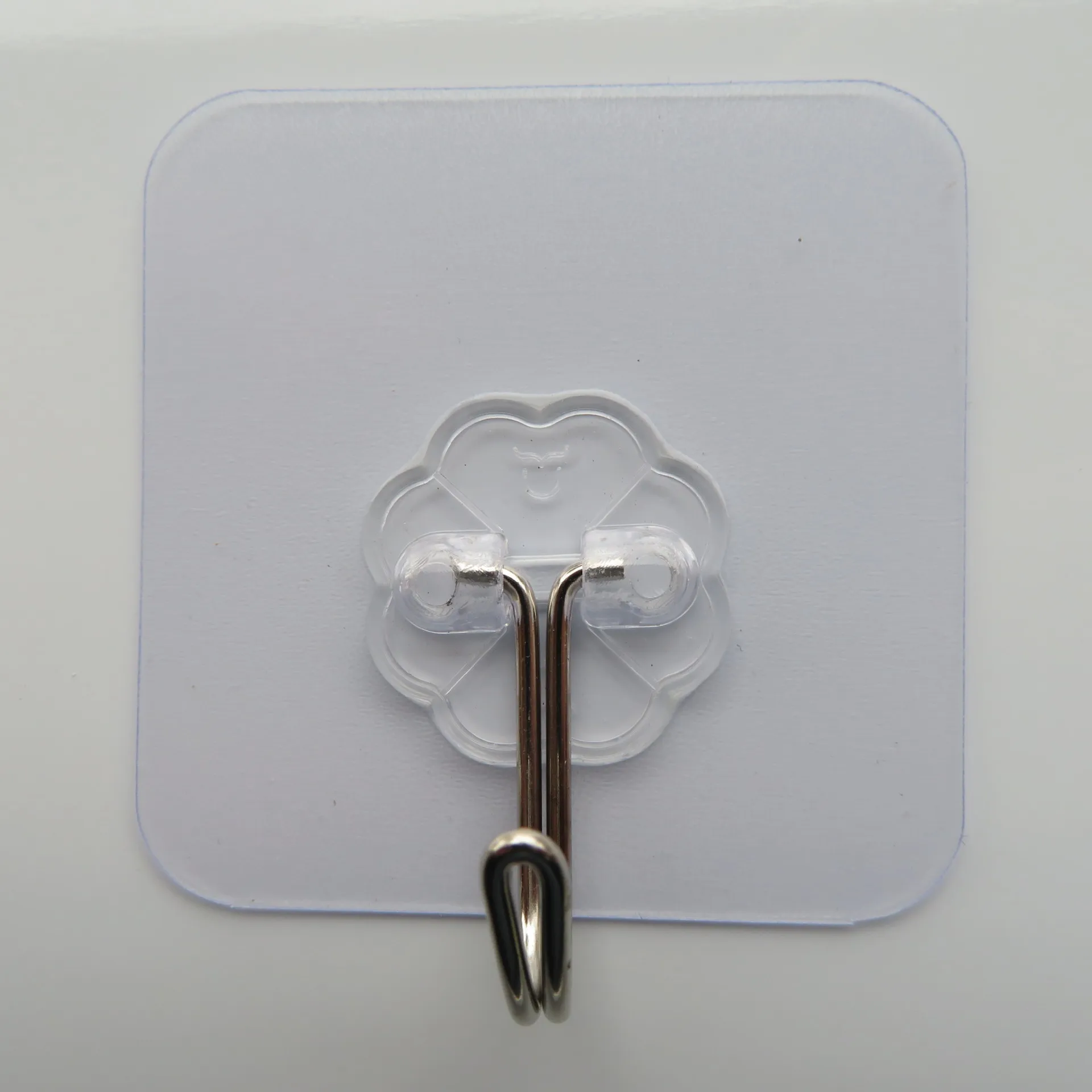 Household Bathroom 6cm Plastic Adhesive Hanger Hook Kitchen Wall-Mounted Punch-Free Transparent Adhesive Hanger Hook
