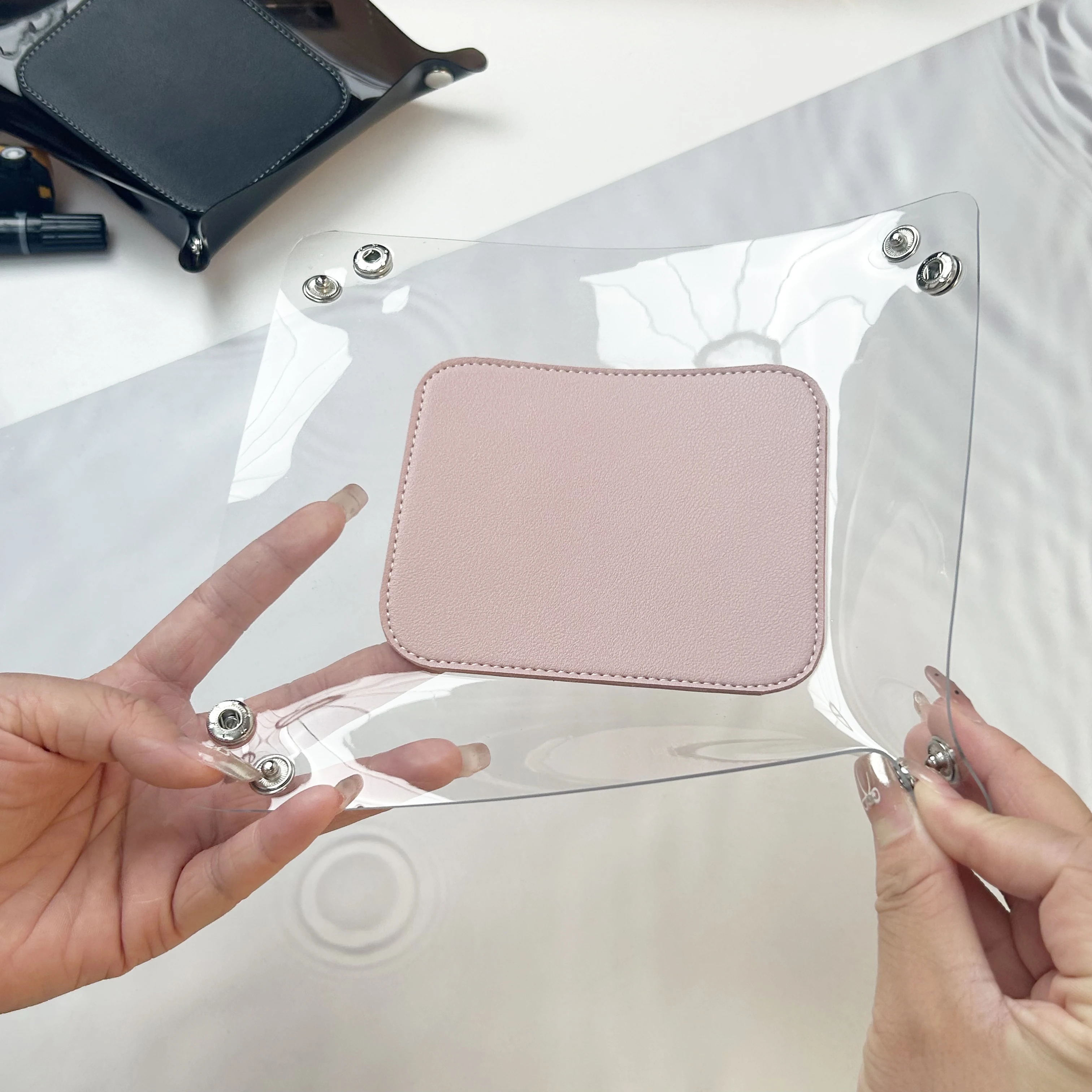 PVC Jewelry Display Tray Holder PU Leather Coin Keys Storage Bag Dice Trays Tableware Necklace Rack Holster