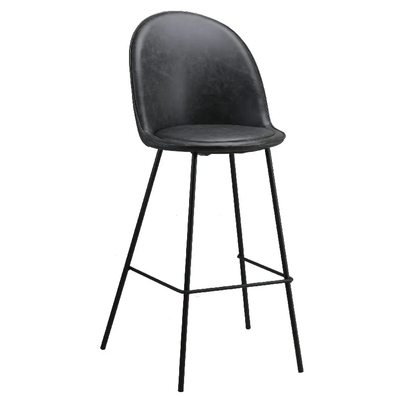 
Solid Metal Leg Brown Upholstered PU Leather Pub Counter Height Bar Stools Bar Chair  (1600225890425)