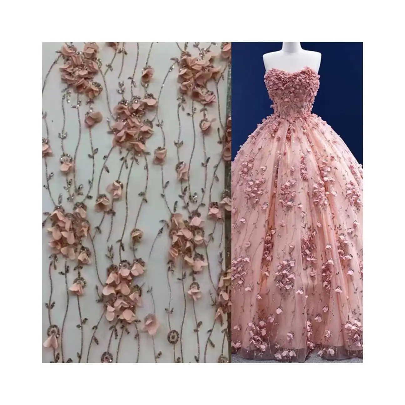 Lace embroidery fabric Wedding dress 3D embroidery fabric