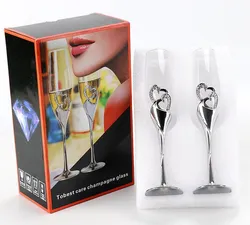 NEW 200-300ML Long Wedding Champagne Wine Glasses Crystal Silver Plated Toasting Flutes Cup for Party Decoration Gifts