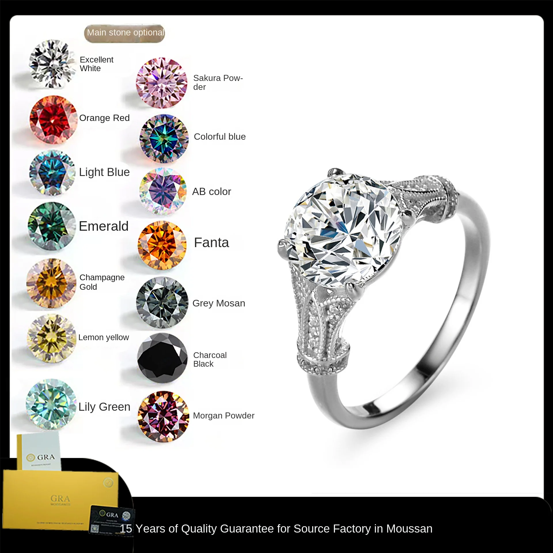 8 Adodo Hot Sale anti tarnish jewelry 3Carat Colorful Vintage Design S925 Sterling Silver moissanite ring 9ct for birthday gift