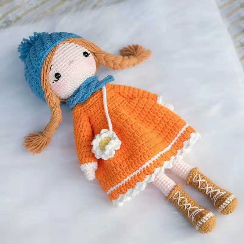 Handmade Crochet Wool Doll Rabbit Animal Stuffed Plush Toy Baby Soothing Baby Sleeping Doll