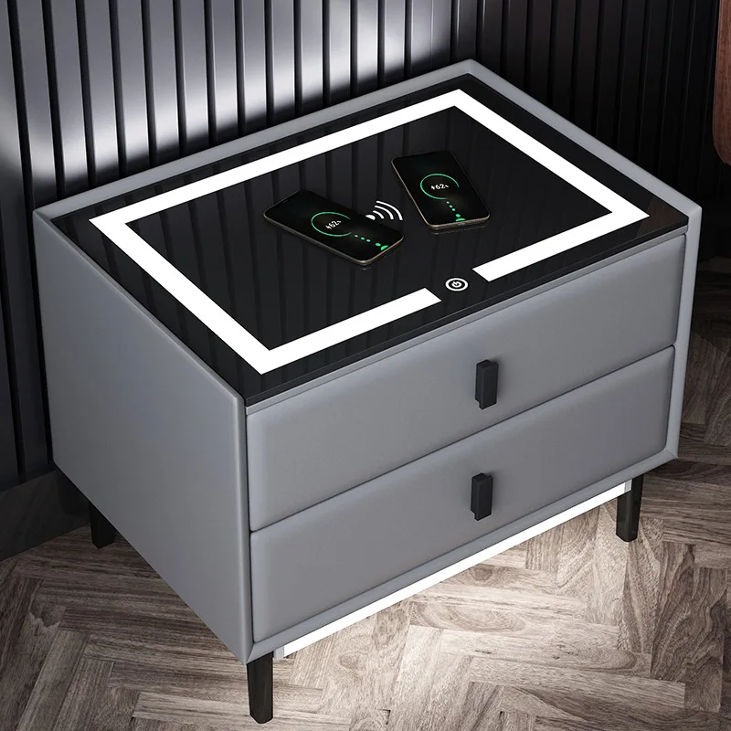 HQSLP nightstand wireless nightstand with outlet two drawer nightstand