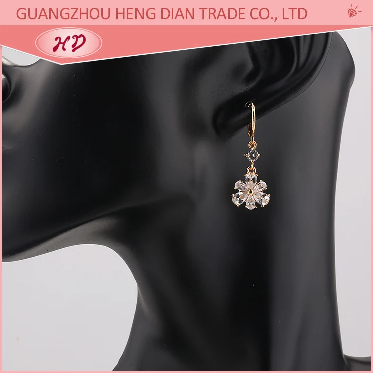 Fashion crystal 18k gold plated zircon womens earring Long Hanging drop Earrings jewelry for women Girls