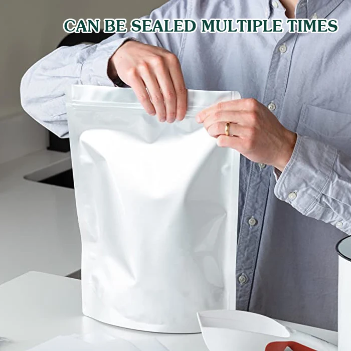 Custom Size Oxygen Absorber Foil Bag Zip-Up Reusable Stand Up Foil Bag Mylar Bag for Food Storage