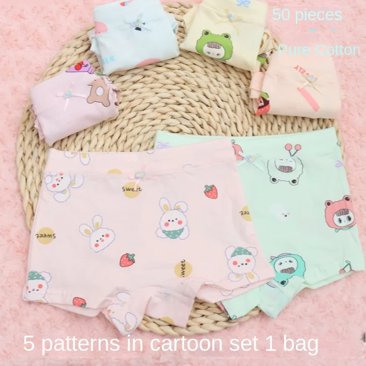 Wholesale Cotton Girl Boxer Medium Children Female Baby Women Solid Print Organic Kid Small Cotton  Child Underwear