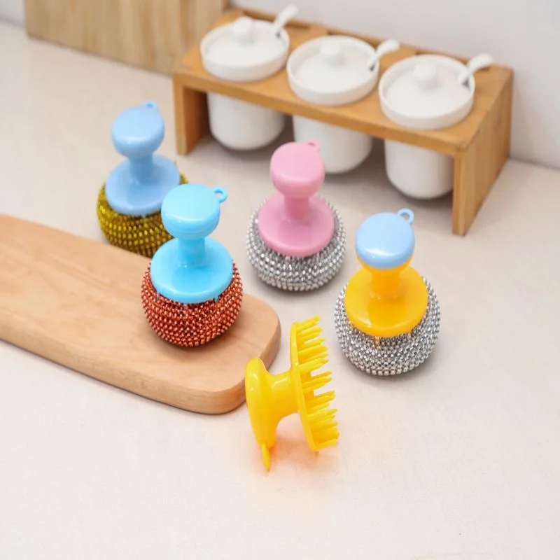 Kitchen Accessories PP And PET Material Plastic Kitchen Pan Dish Cleaning Brushes With Handle