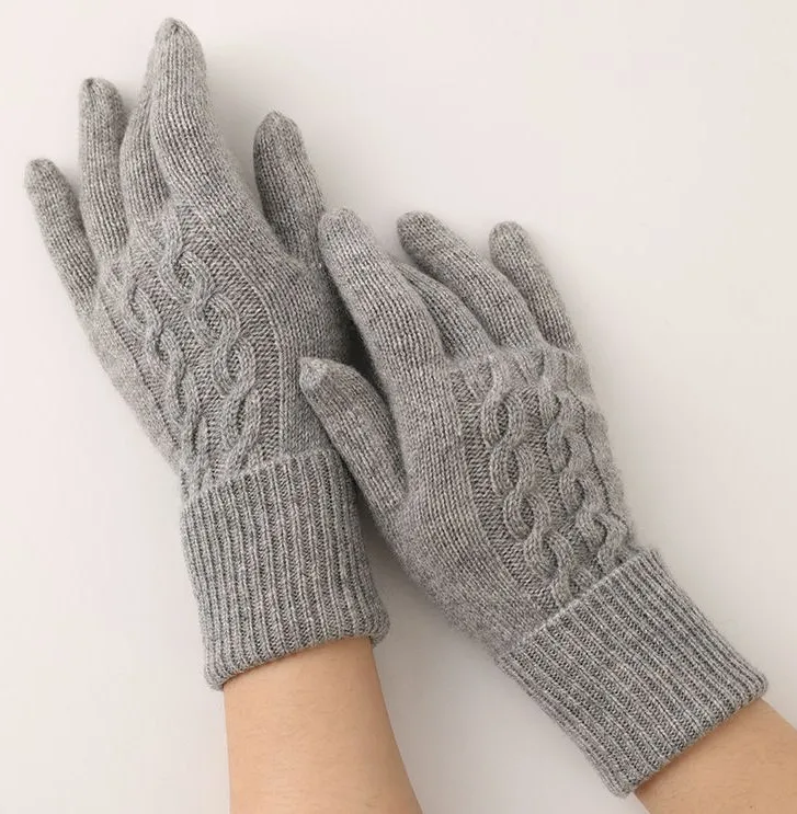 Custom 100% Pure Cashmere Fingerless Gloves Winter Thermal Woolen Mittens for Men and Women