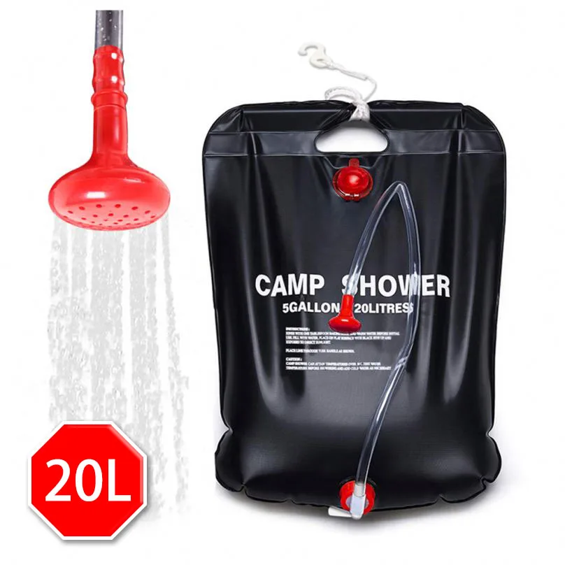 Camp Shower Bag 5 Gallons/20L with Removable Hose and On-Off Switchable Shower Head for Camping Beach Swimming