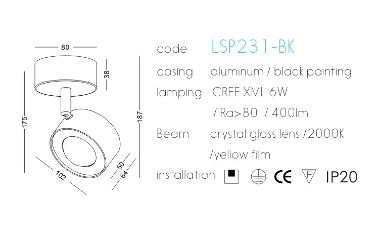 Colorful indoor hotel decor ceiling light led sunset surface down light with 5 years warranty