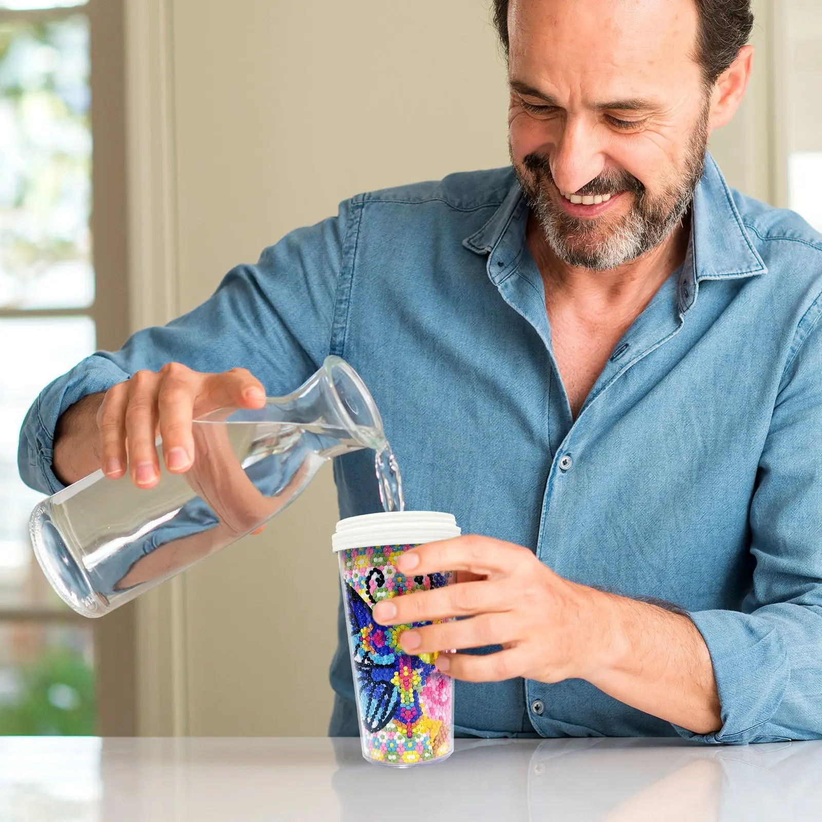 Customized Diamond Painting Plastic Water Cup Handmade Mosaic Embroidery Diamond Painting Coffee Cup Painting by Number DIY Gift