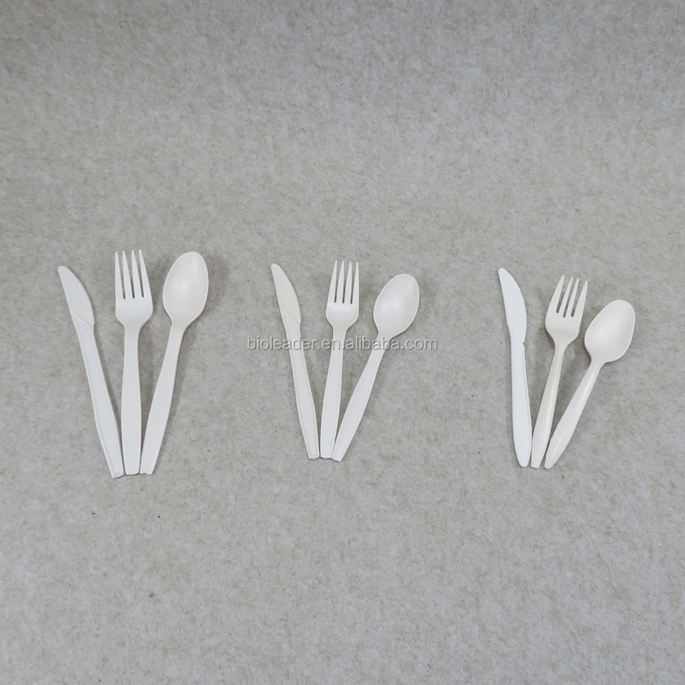 Cornstarch Material cutlery set 100% Biodegradable knife fork and spoon  for dinner