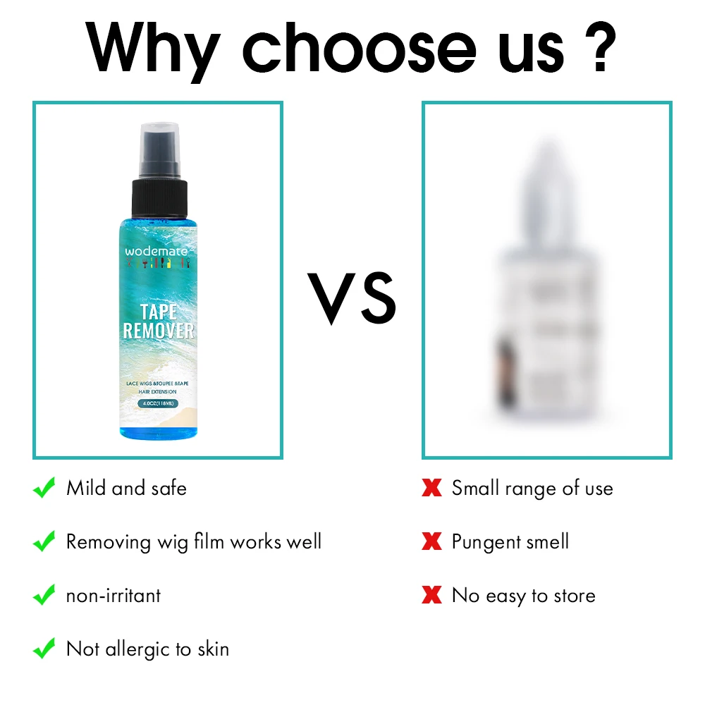 2024 Wodemate Hair Products Removes Hair Glue Spray Keratin Bond Remover Fast Acting Tape in Extension Remover Spray