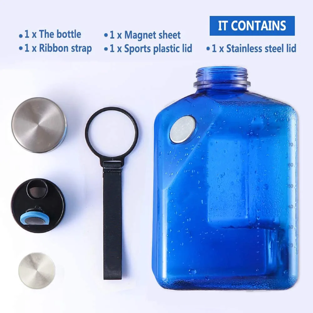 2.7L BPA FREE Motivational Gym Fitness Sports Tritan Water Bottle with time marker and Magnetic Cell Phone Holder