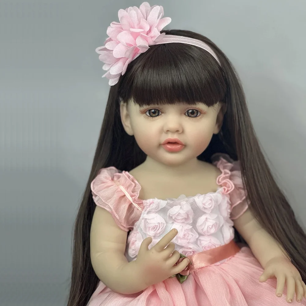 22inch  55cm Full Body Soft Silicone Doll Reborn Princess Newborn Lifelike Art Toy Christmas Gift Easter Gift kids toys