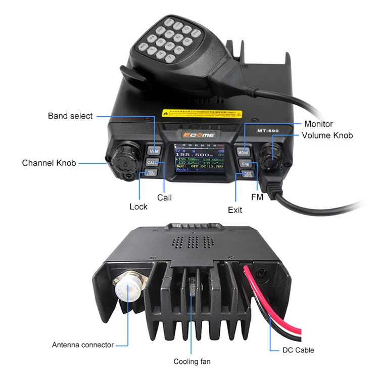 PRO Dual band GMRS Mobile Radio mobil 144/430Mhz Amateur Portable Radio long range CB Radio  ETMY  MT-690