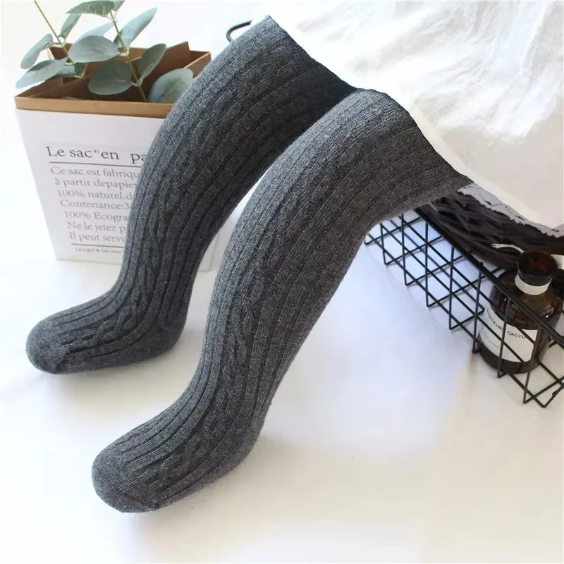 2025 Knitted Twist Cute Cable Knit Cotton Bottom Toddler Kid Girl Ribbed Stockings Baby Pantyhose For Girls
