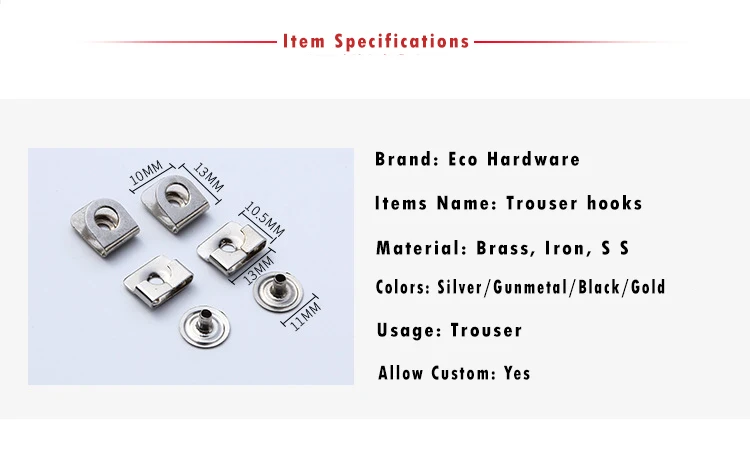 3 pieces Press On Snap Metal Hook and Bar Closure Fastener for Pants Jeans and Skirt