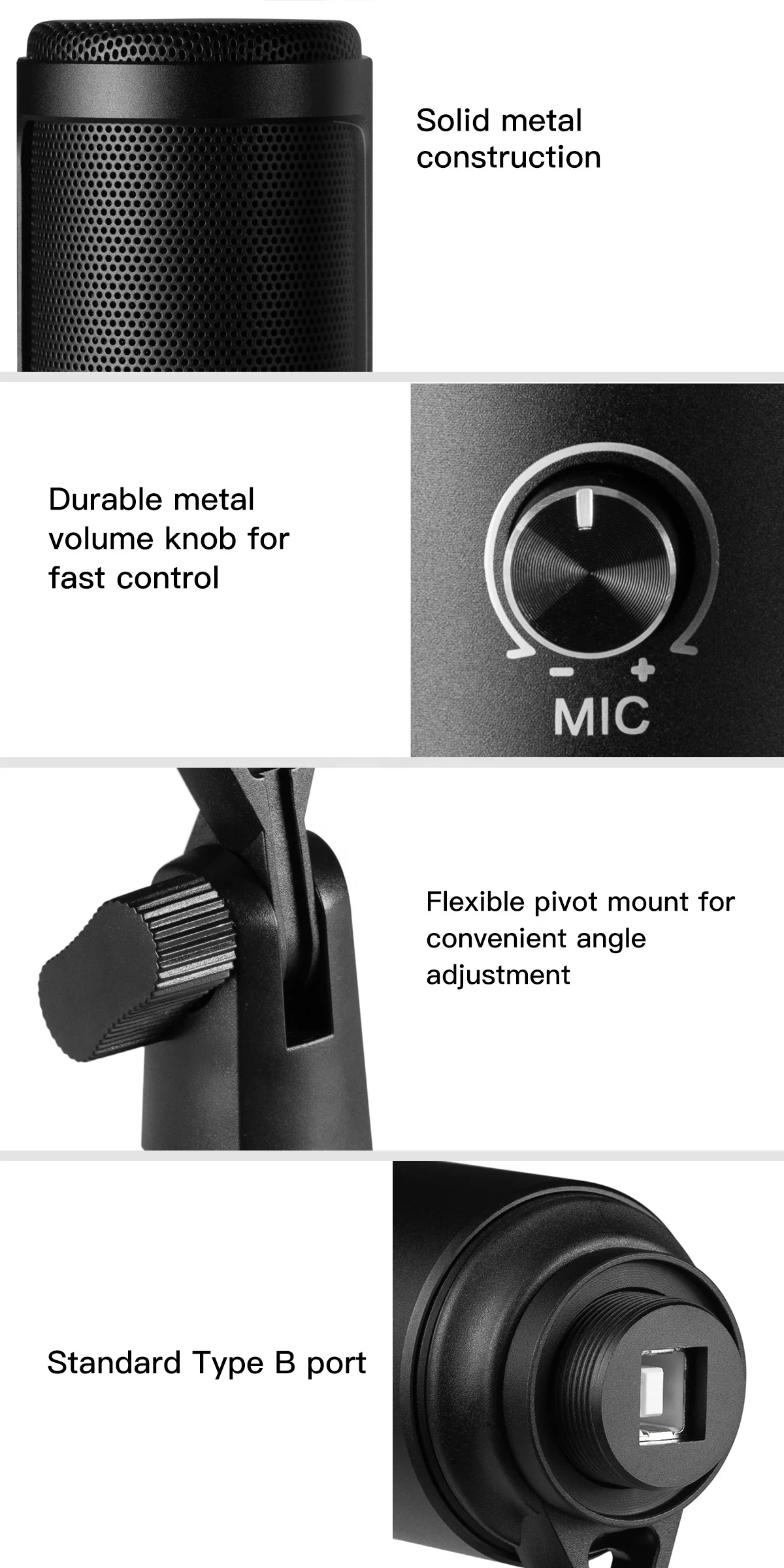 OEM Wholesale Professional USB Condenser Microfone Desktop Computer Streaming Microphone F3