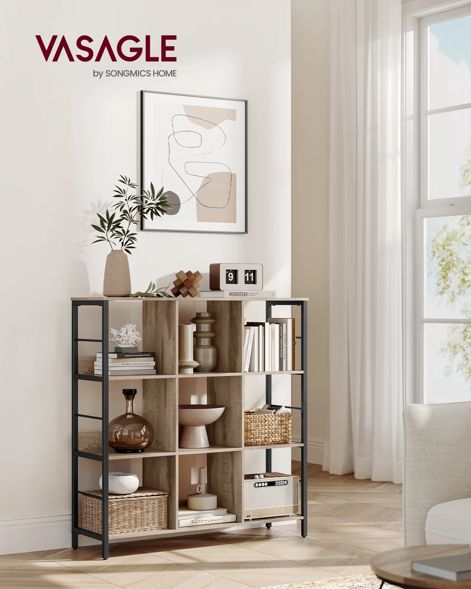 Промышленная лестничная полка VASAGLE 3-уровневая для хранения Офисная Книжная Полка