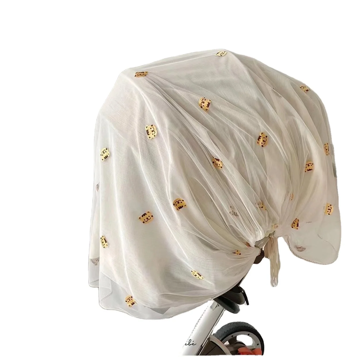 Stroller full cover mosquito net Baby stroller embroidered mesh mosquito net Breathable lace yarn cover anti-mosquito cover