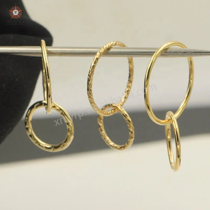 Vintage 14k Gold Filled Sparkle Interlocking Embossed Double Rings Charm Connectors for Necklace Jewelry Making Supplies