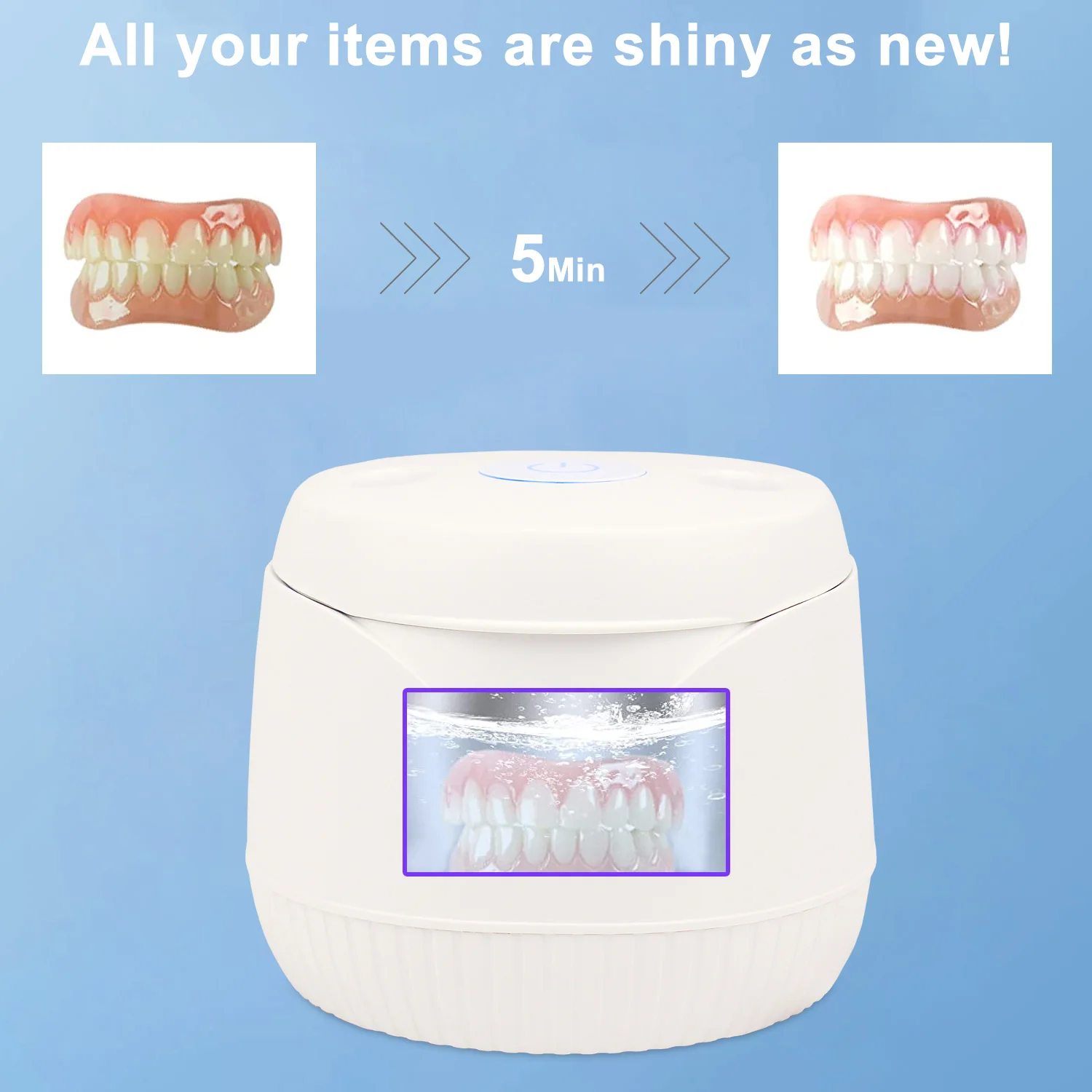 Upgraded Ultrasunic Retainer Jewelry Cleaner Household Machine Denture Aligner Cleaning Device