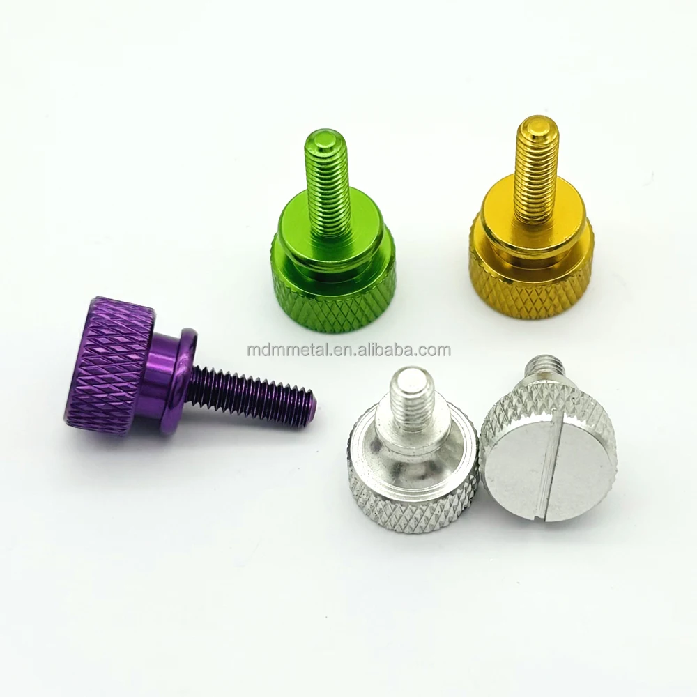Colorful Anodized Aluminum Knurled Hand Drive Screws Thumb Screws M3