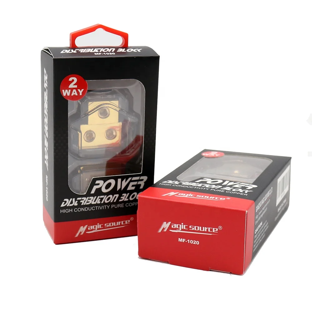 2 Way  Copper Power Distribution Block for Car Audio 0/2/4 Gauge in 4/8 Gauge out Splitter Components Power Fuse Block