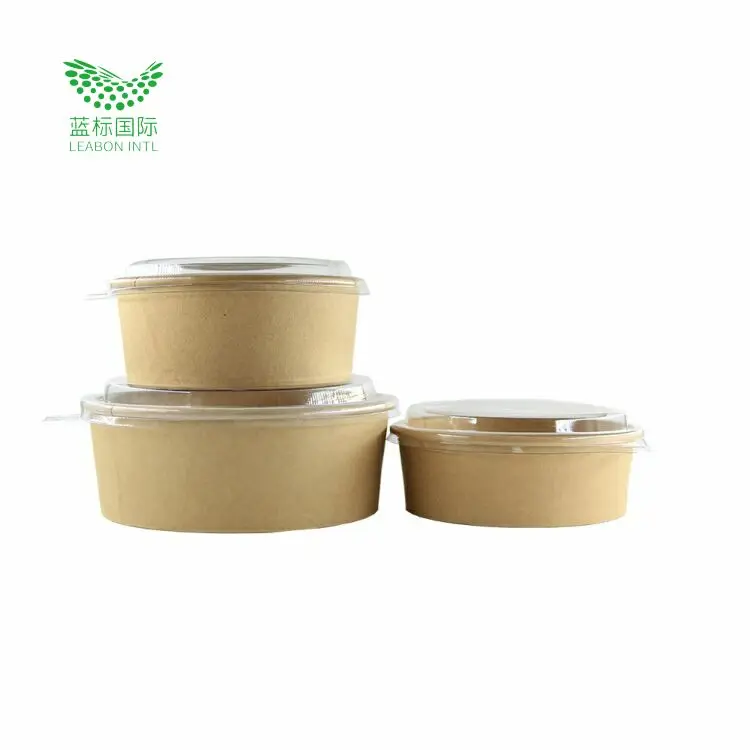 Wholesale eco-friendly biodegradable disposable kraft paper bowls for salad packaging from china source factory supplier