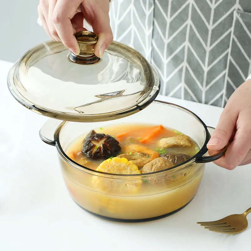 Стеклянная кастрюля с крышкой и стеклянная посуда для выпечки духовки миска многократного