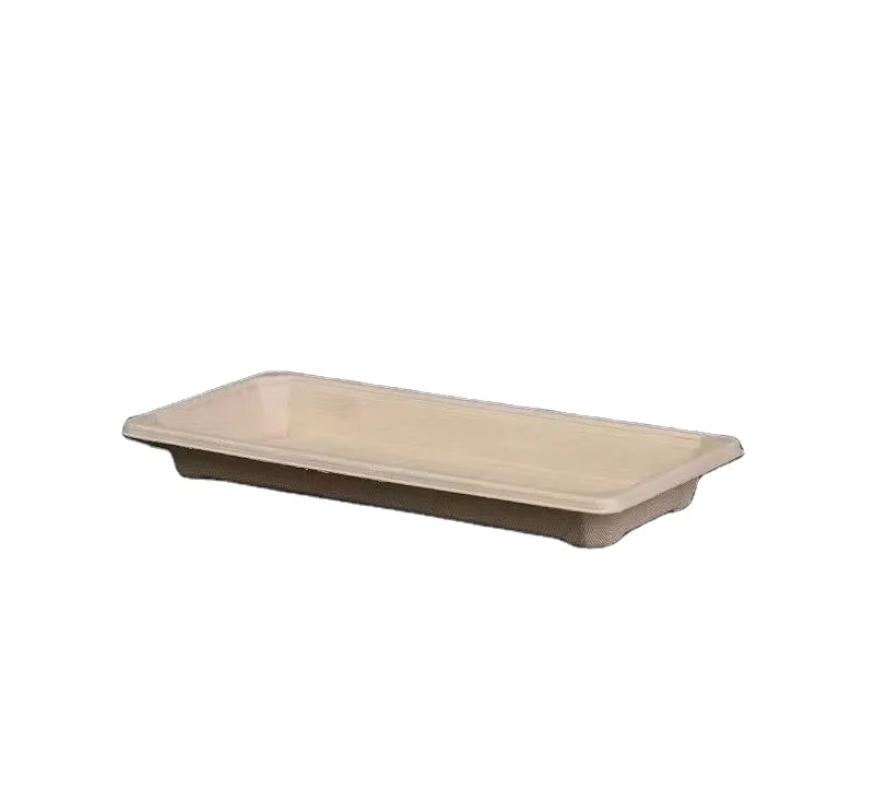 Natural Sugarcane Bagasse Take Out Sushi Container Medium Compostable Sushi Trays without Lids