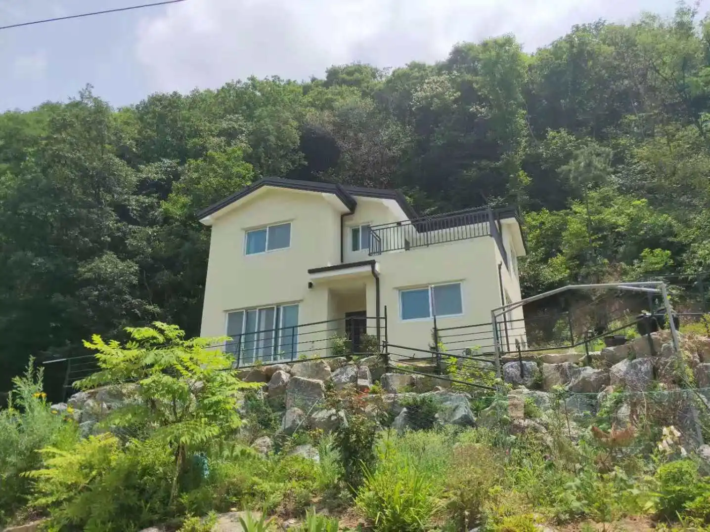 Decorative two storey prefab house luxury prefab house villa glass