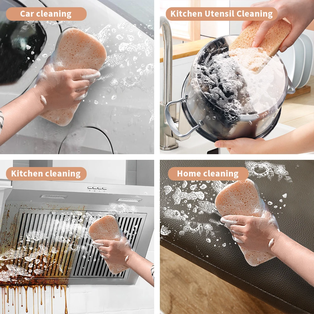 JUMBO 6-Pack Coffee-Colored Car Wash Sponges Anti-Scratch Technology Window Windscreen Bodywork Household Kitchen Sponge