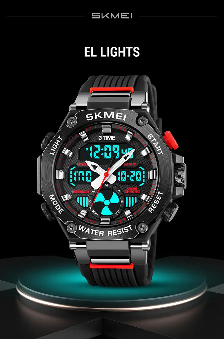 Skmei 2223 custom face  gents quartz watch stylish Silicone band double display Chronograph character business wrist watch