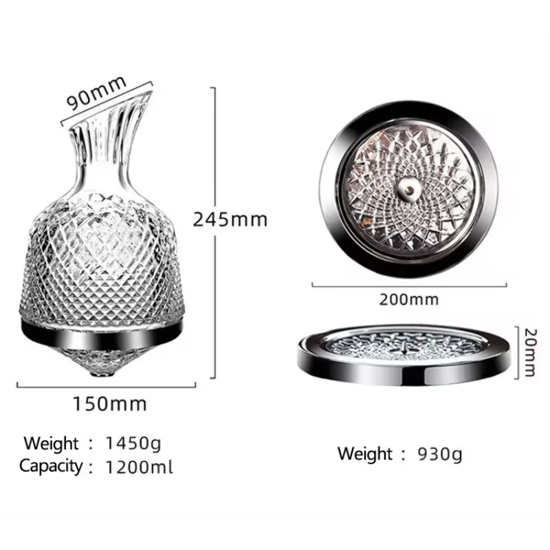 1200ml Crystal Glass Rotary Whisky Decanter Bar Hotel Home Wine Decanters