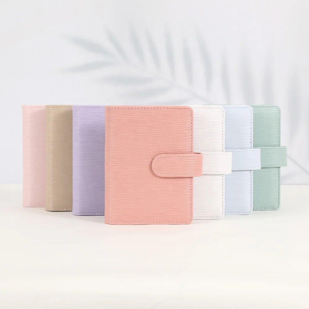 Hongbo Top Gift 19-Color Embossed Saffiano Epi Leather A7 Gold Ring Cash Budget Binder Organizer with Cash Envelope Available