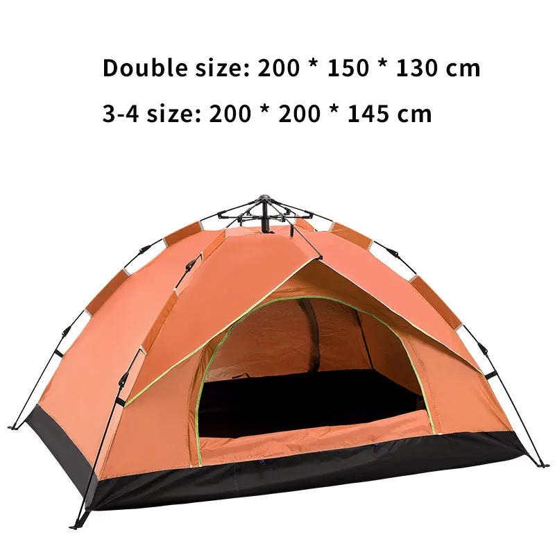Outdoor 3-4 people beach thickening rainproof 2 people picnic automatic double camping speed open four-sided tent