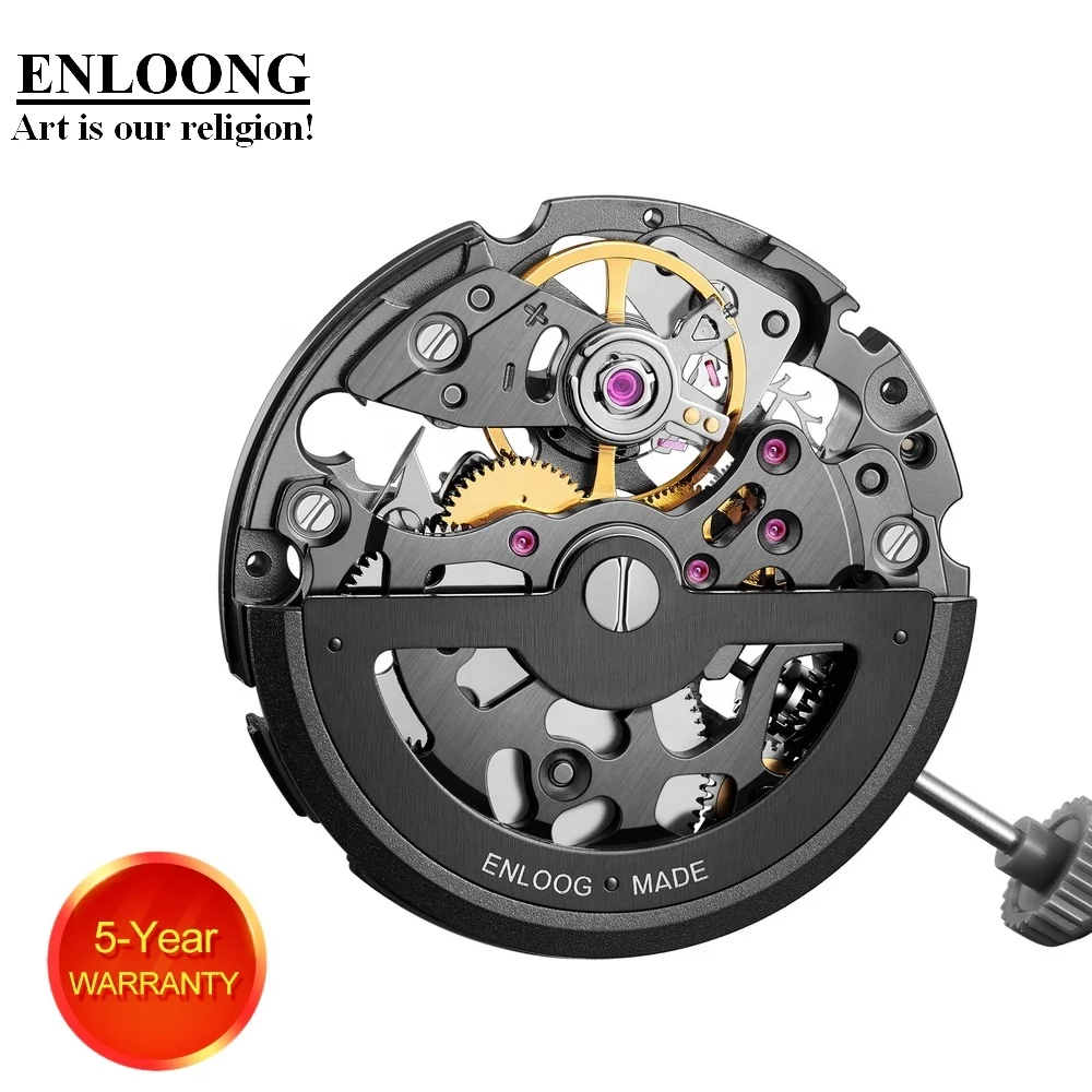 ENLOONG Customized Luxury Movement Automatic OEM Logo Modified Miyota 8N24 Black Color Miyota Watch Movement Japan