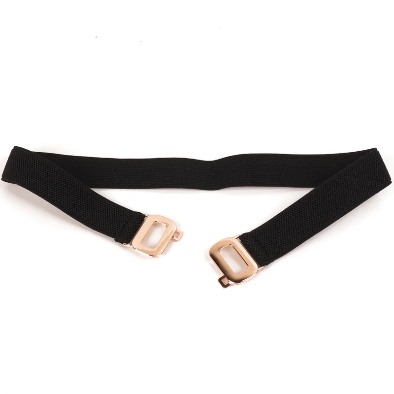 Popular Versatile Lady Black White Solid Color Elastic Small Belt Belt to Buckle Small Waist Seal