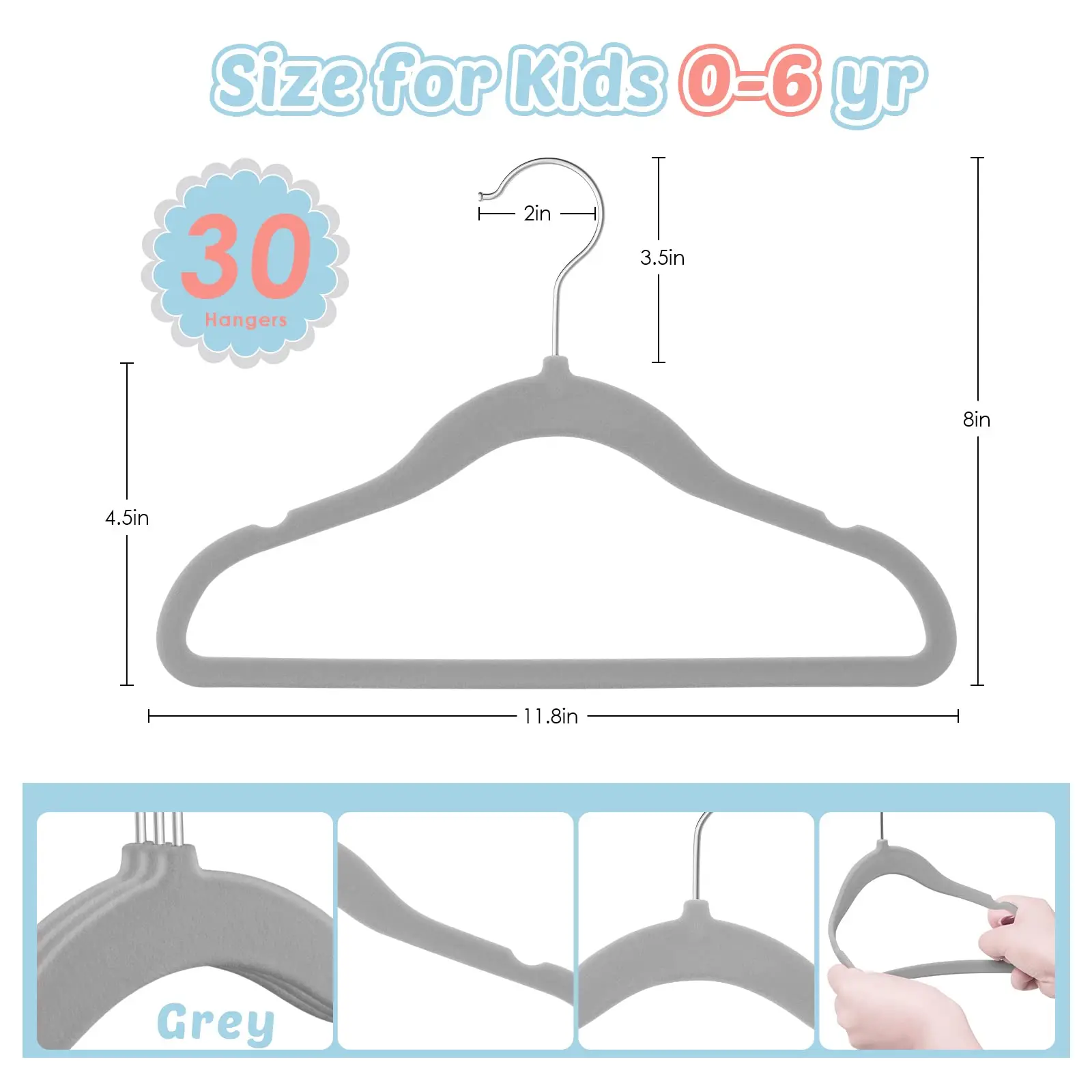 Kids And Baby Babi Infantil Infant Velvet Hangers Grey Multi Colors Children Clothes Hangers Wholesale